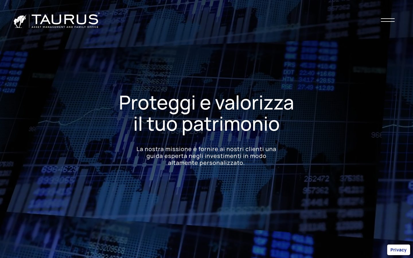 Homepage di Taurus Asset Management